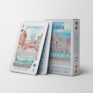 Carte da Gioco Francesi - Roma Acquerello - Mazzo blu - Fontana di Trevi
