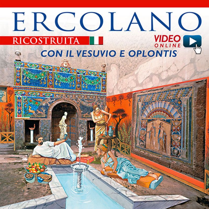 Ercolano ricostruita con il Vesuvio e Oplontis